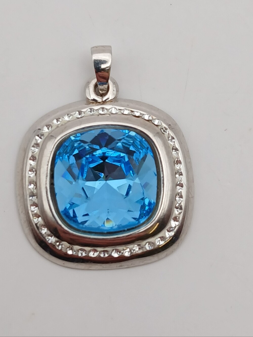 Signed S925 Chunky Blue Rhinestone Little Pendant